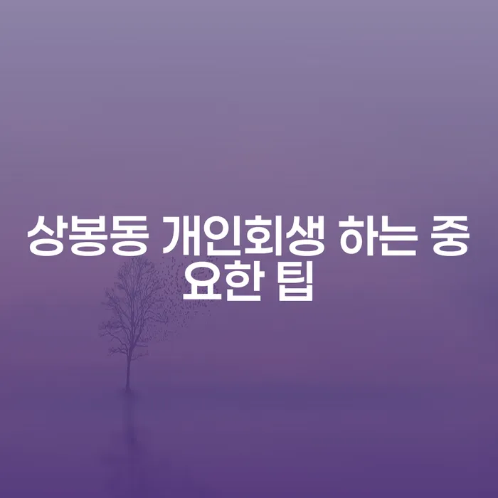 상봉동 개인회생 하는 중요한 팁